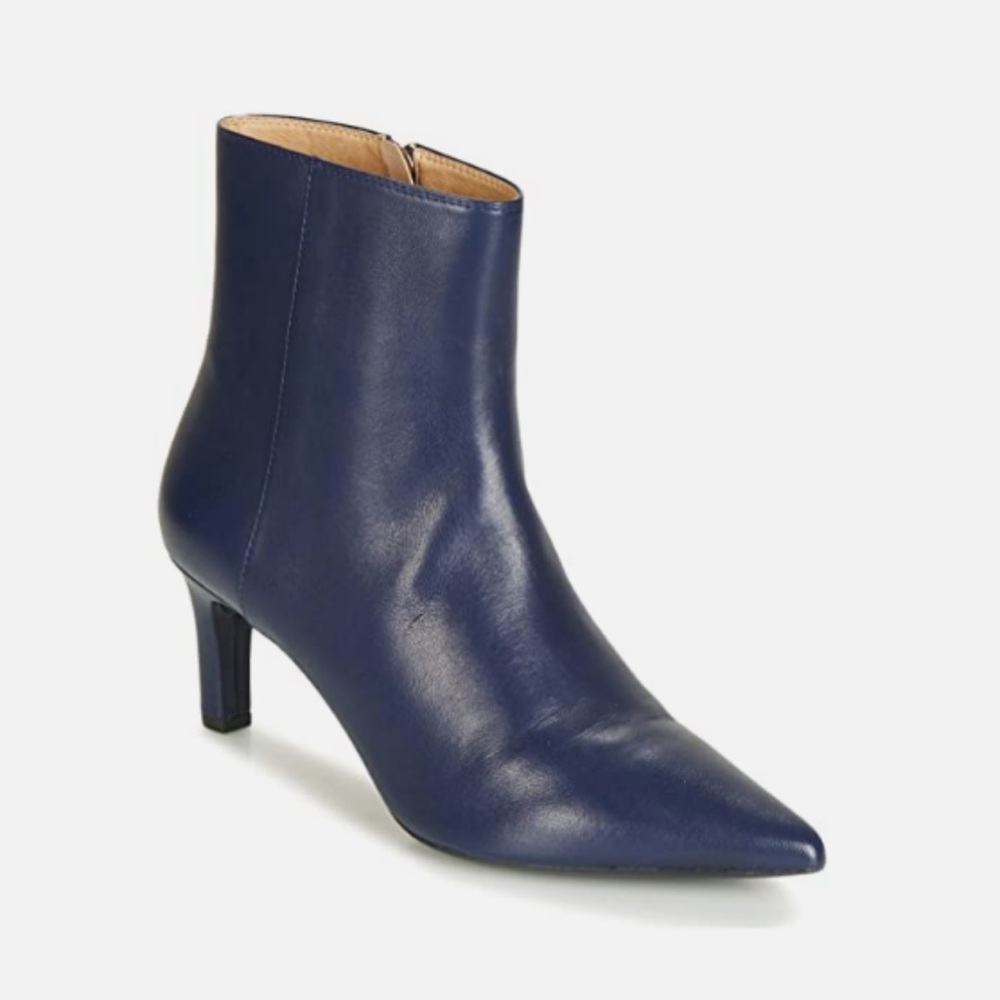 Geox D Bibbiana B Women's Nappa Leather Boots Kitten Heel Blue - Size 37.5